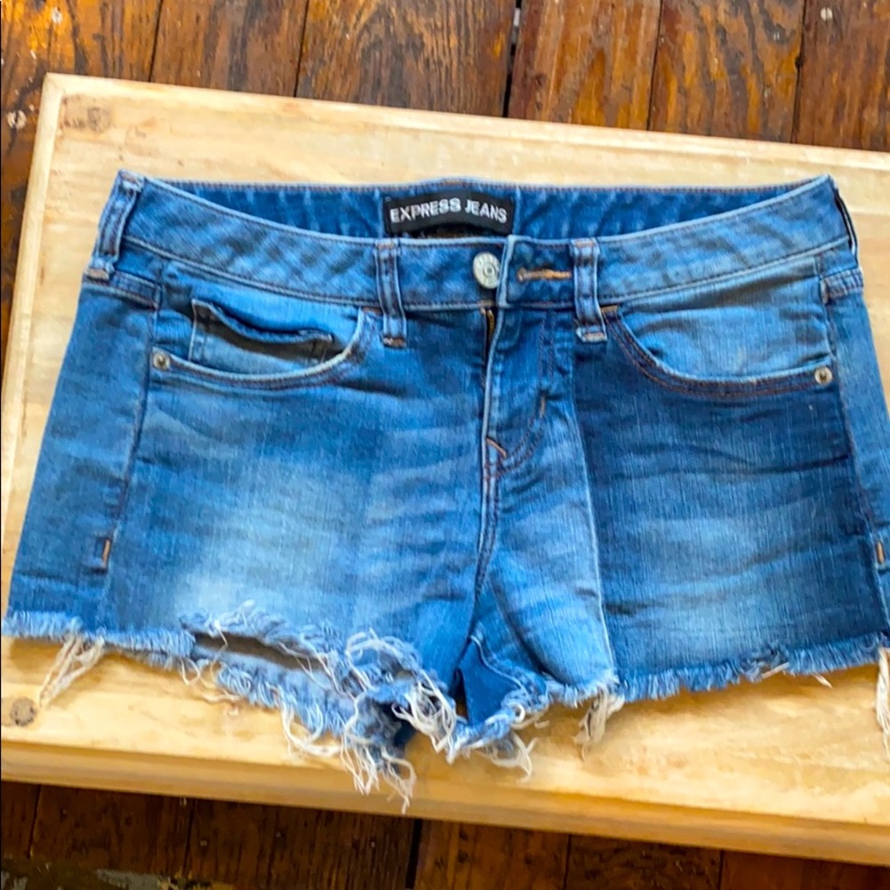 Express Blue Jean stretch cut-off shorts